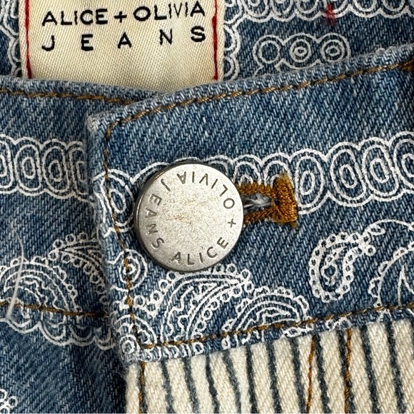 Alice + Olivia Amazing High Rise Patchwork Jeans Sz 25 - Picture 11 of 13